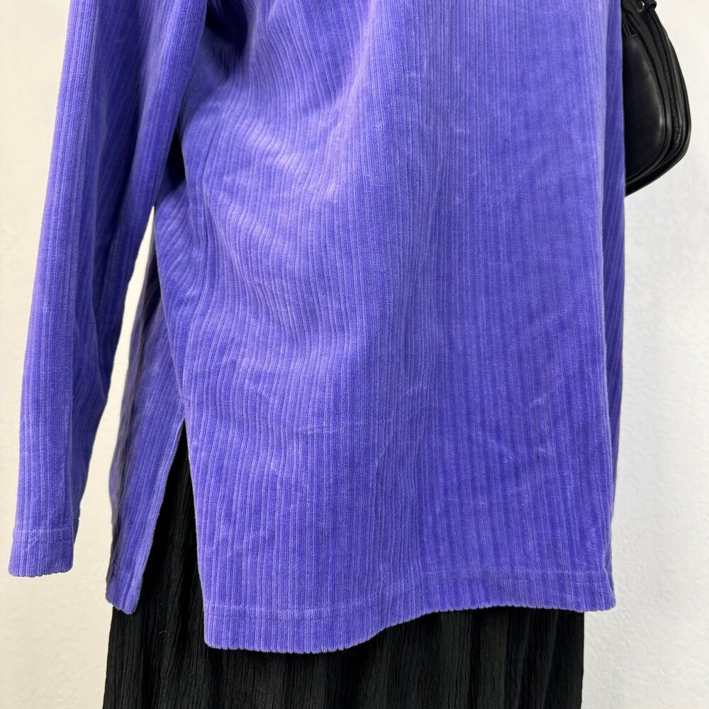 Vintage Purple Corduroy Mock Neck Long Sleeve Shirt Size XL - Picture 5 of 7